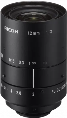 RICOH Lens with Locking Screws 12mm F:2.0 Manual Iris 9MP/12MP