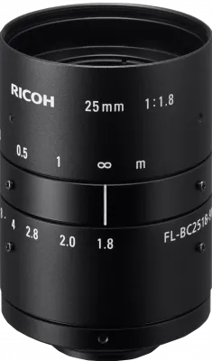 RICOH Lens with Locking Screws 25mm F:1.8 Manual Iris 9MP/12MP