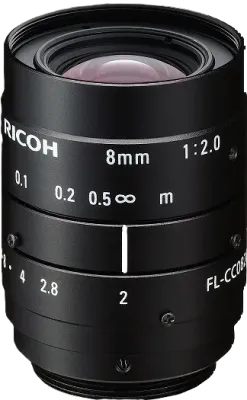 RICOH Lens with Locking Screws 8mm F:1.8 Manual Iris ›5MP