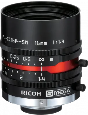 RICOH Lens with Locking Screws16mm F:1.4 Manual Iris 5M