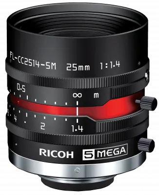 RICOH Lens with Locking Screws25mm F:1.4 Manual Iris 5MP