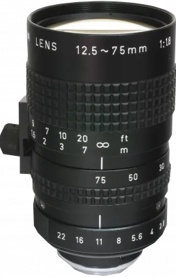 RICOH Zoom Lens with Locking Screws 12.5-75mm F:1.8 Manual Iris