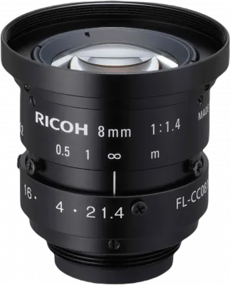 RICOH Lens with Locking Screws 8mm F:1.4 Manual Iris 2MP