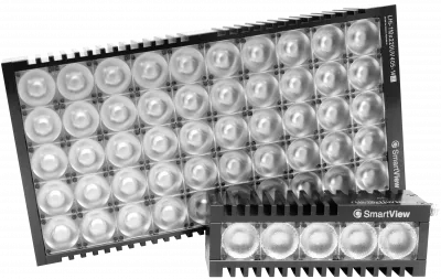 High Intesity UV Light 110x110mm ultraviolet 385nm 24°optics IP50 M8/4-pin strobe, trimmer